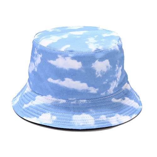 Unisex Print Double-Side-Wear Reversible Bucket Hat - color: Cloud