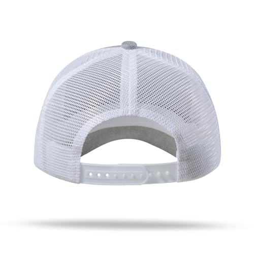 American Flag Trucker Hat - Snapback Hat, Baseball Cap for Men Women - Breathable Mesh Side, Adjustable Fit - for Casual Wear - color: Heather Gray/White