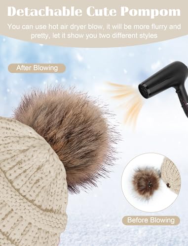 Kids Winter Hat Gloves Scarf Set, Boys and Girls Beanie Hat - color: Beige