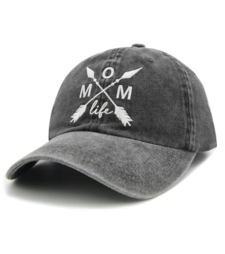 Women's Mom Life Dad Hat Embroidered Distressed Denim Baseball Cap