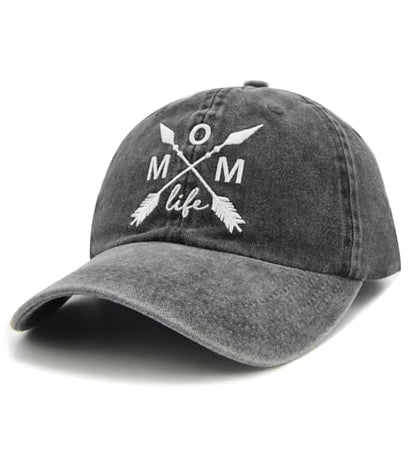 Women's Mom Life Dad Hat Embroidered Distressed Denim Baseball Cap