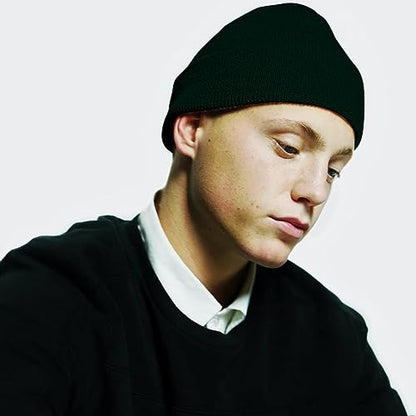 Rosoz Beanie for Men Women Cuffed Knit Hat Winter Beanies Skull Cap Unisex - color: Dark Green1