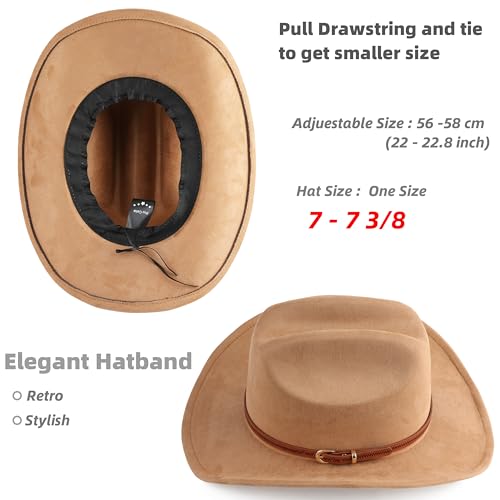 Pro Celia Cowboy Hat for Women and Men Wide Brim Western Cowgirl Hat - color: Camel