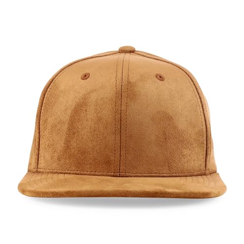 Trendy Apparel Shop Plain Suede Flat Bill Snapback Cap - color: Wheat