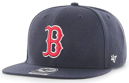 47 MLB Sure Shot Captain Hat Adjustable Structured 6-Panel Snapback Hat Cap, Adult One Size Fits All - color: Boston Red Sox