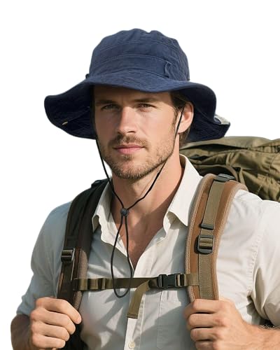 Clakllie Reversible Packable Boonie Fishing Hat UV Protection Sun Beach Hat - color: S-hjy6-navy Blue