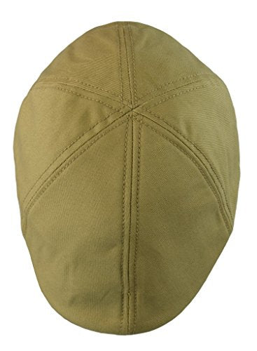 Men’s Flat Cap – 6 Panel Duckbill Ivy Hat, Lightweight Cotton Driving Cap with Elastic Band, Classic Newsboy Golf Hat - color: Khaki
