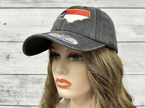 America State City Flag Hats - color: North Carolina Flag (Washed Black)