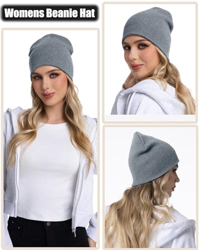 100% Cotton Beanie Hat Cuffless Beanies Warm Knit Winter Skull Cap - color: 1pcs-light Gray