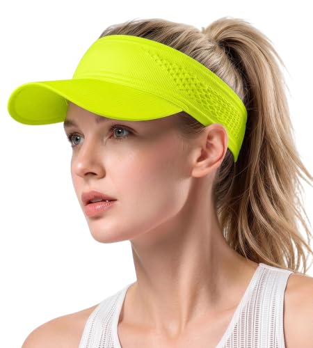 Foldable Running Sun Visor Hat,Stretch Headband Breathable Sports Visor - color: Yellow