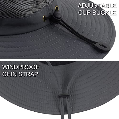 Muryobao Men's Boonie Hat UPF 50+ Summer Sun Hat UV Protection Wide Brim Waterproof Bucket Hat for Beach Fishing Cap - color: Gray