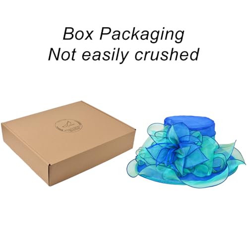 2026 Derby Hat, Classy Sun Hats for Women Ladies, Organza Feather Kentucky Fascinator for Tea Party Church UV Protection - color: D2867-blue + Green