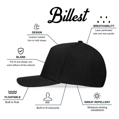 Gilbert Performance 5‑Panel Snapback Hat – Adjustable Flat Bill Cap, Breathable Mesh, Water‑Repellent Fabric, Unisex - color: Black