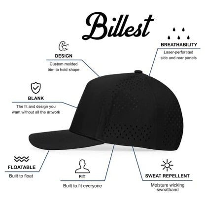 Gilbert Performance 5‑Panel Snapback Hat – Adjustable Flat Bill Cap, Breathable Mesh, Water‑Repellent Fabric, Unisex - color: Black