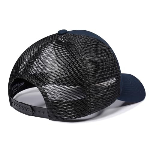 American Flag Trucker Hat, Patriotic Baseball Cap for Men & Women, Breathable Mesh Adjustable Snapback, USA Flag Patch - color: Navy/Black