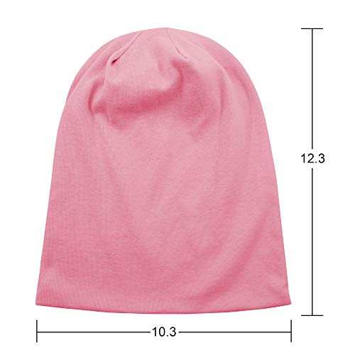 Zando Slouchy Dwarf Beanie Hats for Women Men - Breathable Cozy Cotton Sleep Cap Thin Chemo Headwear for Hip-Pop Halloween - color: Pink