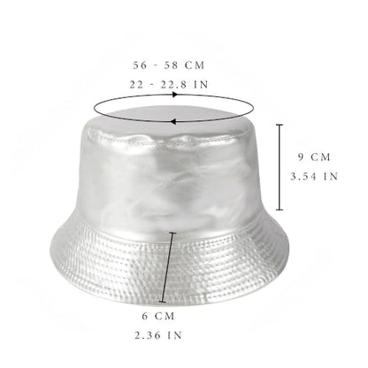 Unisex Black Bucket Hat Waterproof Rain Hat Reversible Shiny Rave Bucket Hat for Concert Festival - color: A3:silver
