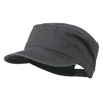 Garment Washed Adjustable Army Cap - color: Charcoal Grey
