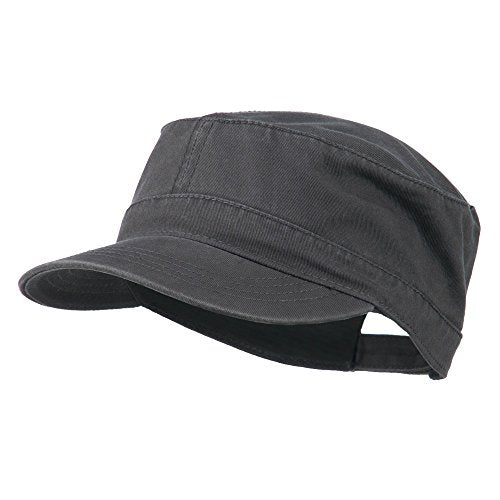 Garment Washed Adjustable Army Cap - color: Charcoal Grey