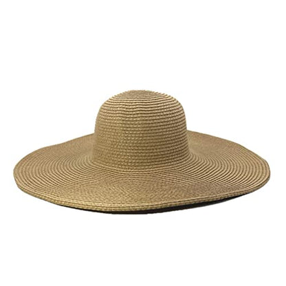 Big Beach Hats for Women Foldable Summer Wide Brim Packable Oversized Sun Hat Lady Girl Travel Straw Cap - color: Light Coffee