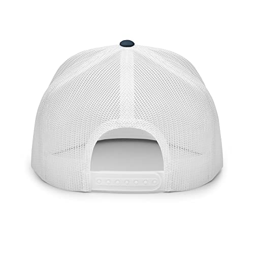 NX FDT Embroidered Flat Bill Trucker Hat High Crown Adjustable FDT Hat - color: Navy/ White