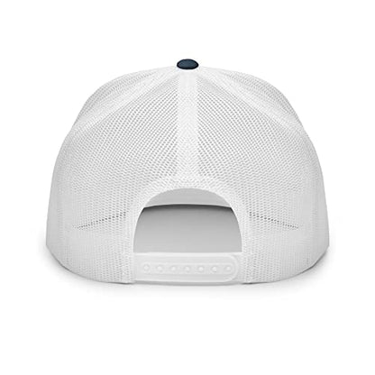 NX FDT Embroidered Flat Bill Trucker Hat High Crown Adjustable FDT Hat - color: Navy/ White
