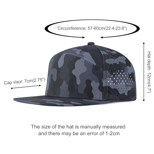 FEINION Men Laser Mesh Flat Brim Snapback Baseball Cap - color: Grey Camouflage