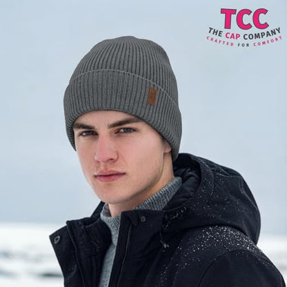 Beanie Fleece Lined Soft for Men Women | Winter Hats Warm Double Layered Stylish Knited Cuffed Plain Beanie Skull Cap | - color: A02- Grey