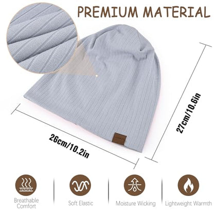 HAMUNI Slouchy Beanie for Men Women Soft Lightweight Chemo Headwear - color: Misty Blue