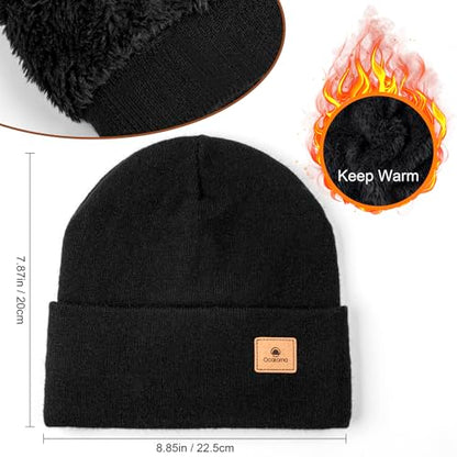Ocatoma Winter Beanie for Men Women Cuffed Thick Knit Ski Hats Fleece Lined - color: Grey