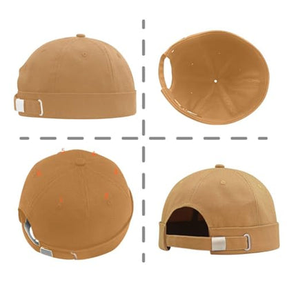 Docker Cap XXL Brimless Hat Oversize Retro No Brim Hats Plus Size Snapback Beanie - color: Khaki