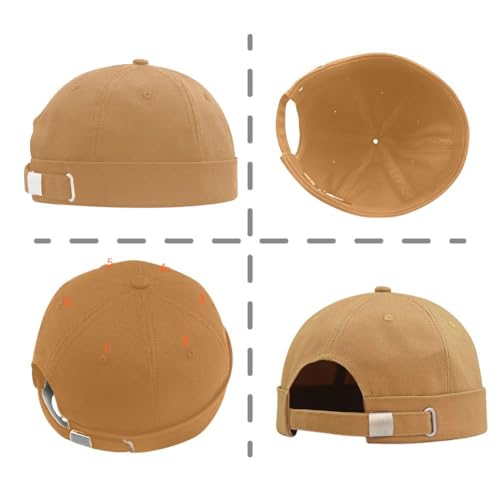 Docker Cap XXL Brimless Hat Oversize Retro No Brim Hats Plus Size Snapback Beanie - color: Khaki