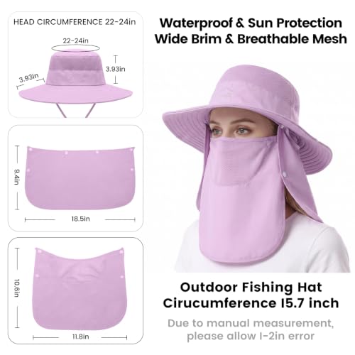 Sun Hats for Men Women UPF 50+ Waterproof Bucket Hat - color: Purple