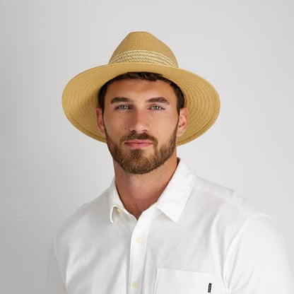 Dockers Men's Straw Fedora and Panama Hat - color: Natural Stripe, size: Small-Medium