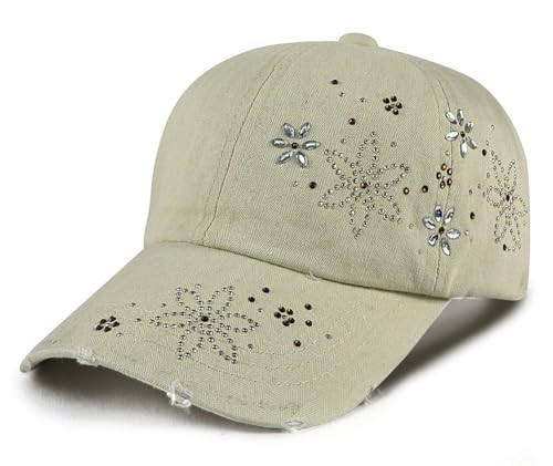 Vintage Distressed Washed Cotton Adjustable Baseball Cap Dad Hat - color: Beige-b