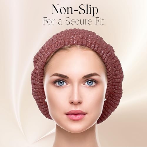 Hair Snood, Knit Slouchy Beret Beanie Lightweight, Jewish Head Coverings for Women, Cancer Headwear for Women Chemo Sleep Hat - color: Canyon Rose Thin Ribbed