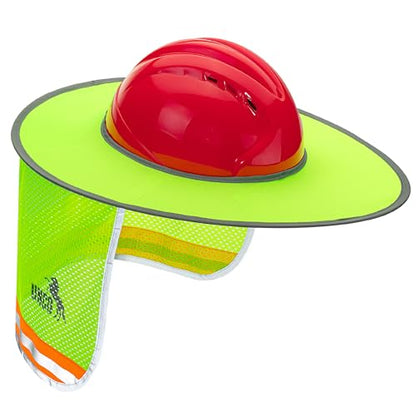 UNCO- Hard Hat Sun Shield, Full & Standard Brim Mesh Sunshade High Visibility Reflective, Hard Hat Sun Shade, 3 Green Hats - color: Green, size: 3 Pack