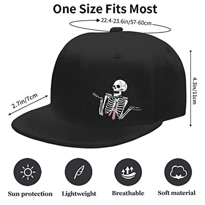 Snapback Hats for Men Flat Bill Brim Hats Fitted Black Baseball Cap for Men Cool Hip Hop Hat Mens Trucker Cap - color: Skeletons Don't Matter