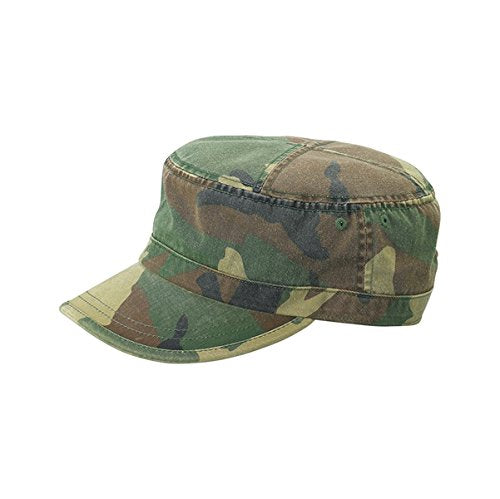 Wholesale Enzyme Washed Cotton Army Cadet Castro Hats - color: Camo