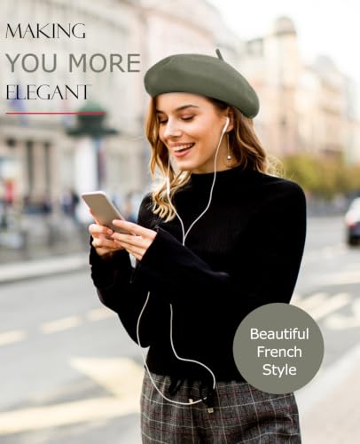 French Beret Hats for Women - Soft Warm Wool Solid Color Beanie Winter Cap - color: Mustard Green