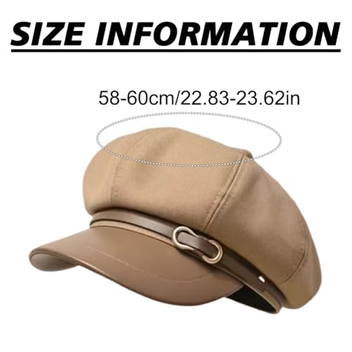 Newsboy Cabbie Baker Hat Octagonal Beret Cap Pageboy Visor Paperboy Hats Sailor Fiddler Caps for Women Men - color: Khaki