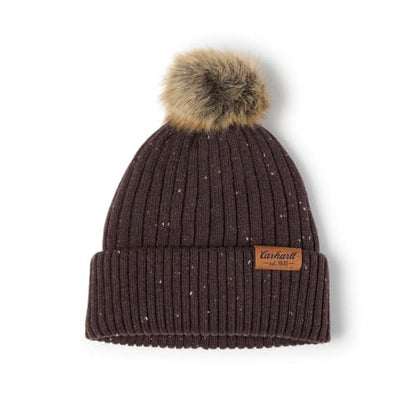 Carhartt Women's Knit Faux Fur Pom-pom Beanie - color: Dark Sepia Nep