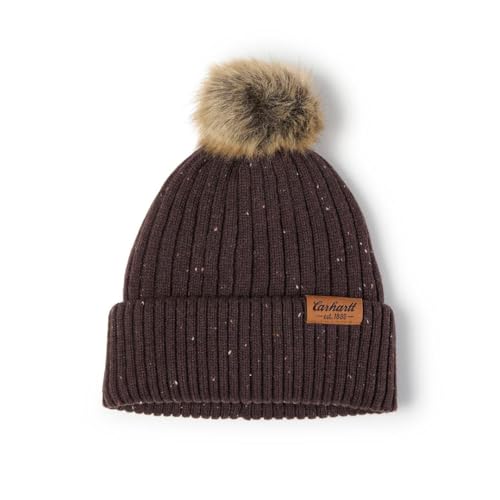 Carhartt Women's Knit Faux Fur Pom-pom Beanie - color: Dark Sepia Nep