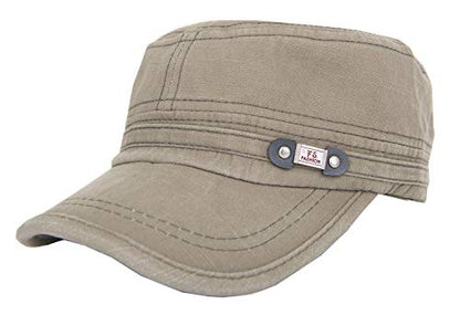 QZUnique Adjustable Flat Top Cap Solid Brim Army Cadet Style Military Hat - color: A- Green