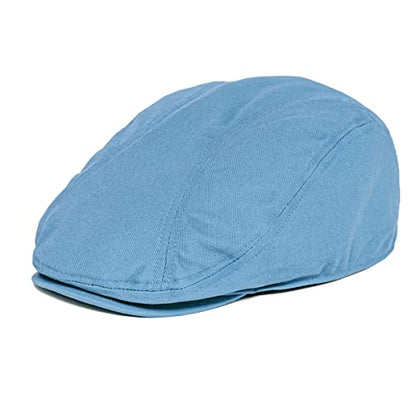 BOTVELA Men Cotton Twill Newsboy Flat Hat Fitted Cap - color: Light Blue, size: 7 7/8