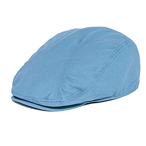 BOTVELA Men Cotton Twill Newsboy Flat Hat Fitted Cap - color: Light Blue, size: 7 7/8