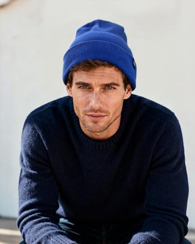 CLAPE Cuff Rolled Beanie for Men Women, Soft Knit Winter Hat Double-Layer Warm Ski Skull Cap Stretch Fit - color: Clkh02-royalblue