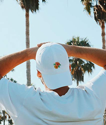 Riot Society Mens Embroidered Adjustable Dad Hat - color: Hibiscus Embroidered (White)