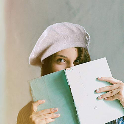 Womens Winter Beret Hat Knitted Beanie Cap Autumn Winter Hat French Classic Beret - color: Rice