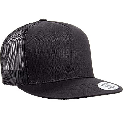 Yupoong 5-Panel YP Classic Trucker Cap | High Profile Flat Visor Snapback - color: Black